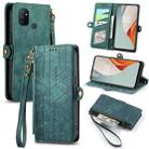 For OnePlus Nord N100 Geometric Zipper Wallet Side Buckle Leather Phone Case(Green) - 1