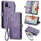 For OnePlus Nord N100 Geometric Zipper Wallet Side Buckle Leather Phone Case(Purple) - 1