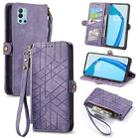 For OnePlus 9R Geometric Zipper Wallet Side Buckle Leather Phone Case(Purple) - 1