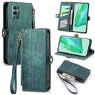 For OnePlus 9 Pro Geometric Zipper Wallet Side Buckle Leather Phone Case(Green) - 1