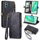 For OnePlus 9 Pro Geometric Zipper Wallet Side Buckle Leather Phone Case(Black) - 1