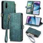 For OnePlus Nord CE 5G Geometric Zipper Wallet Side Buckle Leather Phone Case(Green) - 1