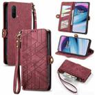 For OnePlus Nord CE 5G Geometric Zipper Wallet Side Buckle Leather Phone Case(Red) - 1