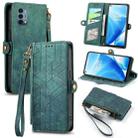 For OnePlus Nord N200 5G Geometric Zipper Wallet Side Buckle Leather Phone Case(Green) - 1