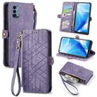 For OnePlus Nord N200 5G Geometric Zipper Wallet Side Buckle Leather Phone Case(Purple) - 1