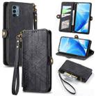 For OnePlus Nord N200 5G Geometric Zipper Wallet Side Buckle Leather Phone Case(Black) - 1