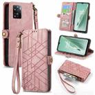 For OnePlus N20 5G Geometric Zipper Wallet Side Buckle Leather Phone Case(Pink) - 1
