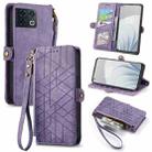 For OnePlus 10 Pro 5G Geometric Zipper Wallet Side Buckle Leather Phone Case(Purple) - 1