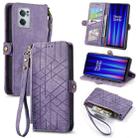 For OnePlus Nord CE 2 5G Geometric Zipper Wallet Side Buckle Leather Phone Case(Purple) - 1