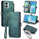 For OnePlus Nord 2T Geometric Zipper Wallet Side Buckle Leather Phone Case(Green) - 1