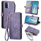 For OnePlus N20 SE Geometric Zipper Wallet Side Buckle Leather Phone Case(Purple) - 1