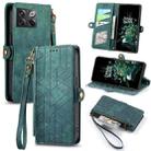 For OnePlus 10T Geometric Zipper Wallet Side Buckle Leather Phone Case(Green) - 1