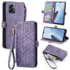 For OnePlus Nord N300 Geometric Zipper Wallet Side Buckle Leather Phone Case(Purple) - 1