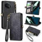 For OnePlus 11 Geometric Zipper Wallet Side Buckle Leather Phone Case(Black) - 1