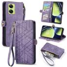 For OnePlus Nord CE3 Geometric Zipper Wallet Side Buckle Leather Phone Case(Purple) - 1