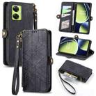 For OnePlus Nord CE3 Geometric Zipper Wallet Side Buckle Leather Phone Case(Black) - 1
