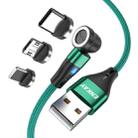 ENKAY 3 in 1 3A USB to Type-C / 8 Pin / Micro USB Magnetic 540 Degrees Rotating Fast Charging Cable, Length:1m(Green) - 1