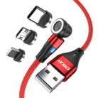 ENKAY 3 in 1 3A USB to Type-C / 8 Pin / Micro USB Magnetic 540 Degrees Rotating Fast Charging Cable, Length:1m(Red) - 1