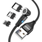 ENKAY 3 in 1 3A USB to Type-C / 8 Pin / Micro USB Magnetic 540 Degrees Rotating Fast Charging Cable, Length:2m(Black) - 1