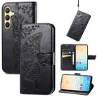 For Samsung Galaxy A25 5G Butterfly Love Flower Embossed Leather Phone Case(Black) - 1