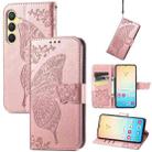 For Samsung Galaxy A25 5G Butterfly Love Flower Embossed Leather Phone Case(Rose Gold) - 1