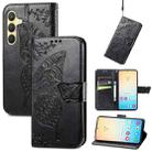 For Samsung Galaxy S24 5G Butterfly Love Flower Embossed Leather Phone Case(Black) - 1