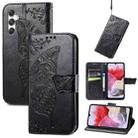 For Samsung Galaxy M34 5G Butterfly Love Flower Embossed Leather Phone Case(Black) - 1