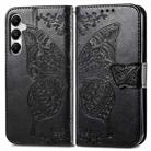 For Samsung Galaxy A15 Butterfly Love Flower Embossed Leather Phone Case(Black) - 1