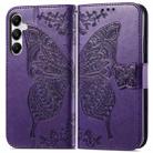For Samsung Galaxy A15 Butterfly Love Flower Embossed Leather Phone Case(Dark Purple) - 1