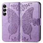 For Samsung Galaxy A15 Butterfly Love Flower Embossed Leather Phone Case(Light Purple) - 1