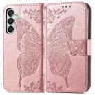 For Samsung Galaxy M15 Butterfly Love Flower Embossed Leather Phone Case(Rose Gold) - 1