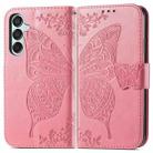 For Samsung Galaxy M15 Butterfly Love Flower Embossed Leather Phone Case(Pink) - 1