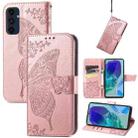 For Samsung Galaxy A16 Butterfly Love Flower Embossed Leather Phone Case(Rose Gold) - 1