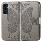 For Samsung Galaxy A16 Butterfly Love Flower Embossed Leather Phone Case(Gray) - 2