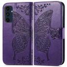 For Samsung Galaxy A16 Butterfly Love Flower Embossed Leather Phone Case(Dark Purple) - 2