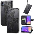 For Samsung Galaxy A06 Butterfly Love Flower Embossed Leather Phone Case(Black) - 1