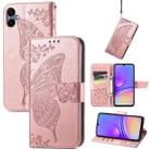 For Samsung Galaxy A06 Butterfly Love Flower Embossed Leather Phone Case(Rose Gold) - 1