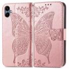 For Samsung Galaxy A06 Butterfly Love Flower Embossed Leather Phone Case(Rose Gold) - 2