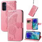 For Samsung Galaxy S24 FE 5G Butterfly Love Flower Embossed Leather Phone Case(Pink) - 1