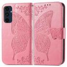 For Samsung Galaxy S24 FE 5G Butterfly Love Flower Embossed Leather Phone Case(Pink) - 2