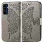 For Samsung Galaxy S24 FE 5G Butterfly Love Flower Embossed Leather Phone Case(Gray) - 2