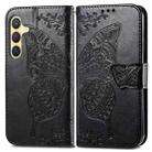 For Samsung Galaxy S25 5G Butterfly Love Flower Embossed Leather Phone Case(Black) - 2