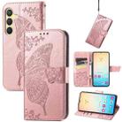 For Samsung Galaxy S25 5G Butterfly Love Flower Embossed Leather Phone Case(Rose Gold) - 1