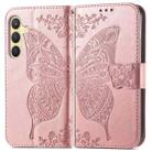 For Samsung Galaxy S25 5G Butterfly Love Flower Embossed Leather Phone Case(Rose Gold) - 2