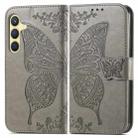 For Samsung Galaxy S25 5G Butterfly Love Flower Embossed Leather Phone Case(Gray) - 2