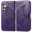 For Samsung Galaxy S25 5G Butterfly Love Flower Embossed Leather Phone Case(Dark Purple) - 2