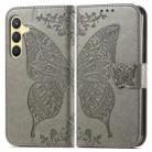 For Samsung Galaxy S25+ 5G Butterfly Love Flower Embossed Leather Phone Case(Gray) - 2
