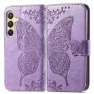 For Samsung Galaxy S25+ 5G Butterfly Love Flower Embossed Leather Phone Case(Light Purple) - 2