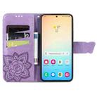 For Samsung Galaxy S25+ 5G Butterfly Love Flower Embossed Leather Phone Case(Light Purple) - 3