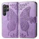 For Samsung Galaxy S25 Ultra 5G Butterfly Love Flower Embossed Leather Phone Case(Light Purple) - 2